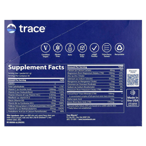 Trace, Power Pak, без сахара, цитрусовые, 30 пакетиков в стиках по 6,1 г (0,22 унции)