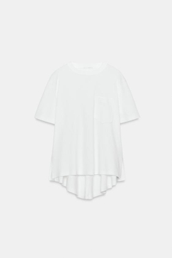 ZARA ФУТБОЛКА INTERLOCK С КАРМАНОМ, БЕЛЫЙ