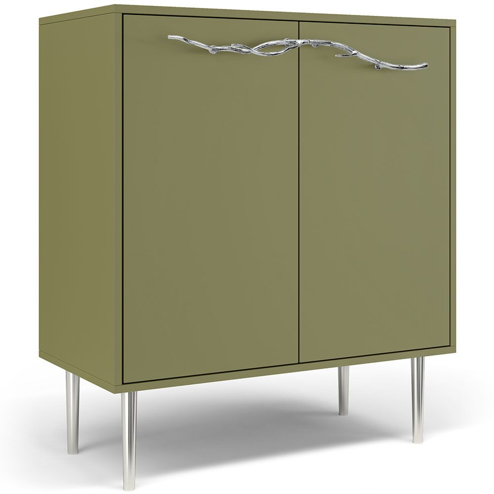 Комод Арт Колор matte Стайл Сильвер с 2 полками Зеленая олива матовый