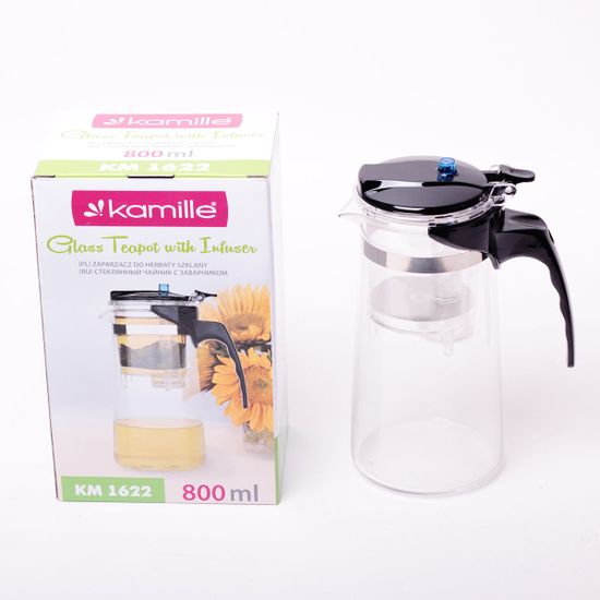 Заварник со съемным ситечком 800 мл и отсеком для чая (стекло, пластик) Kamille