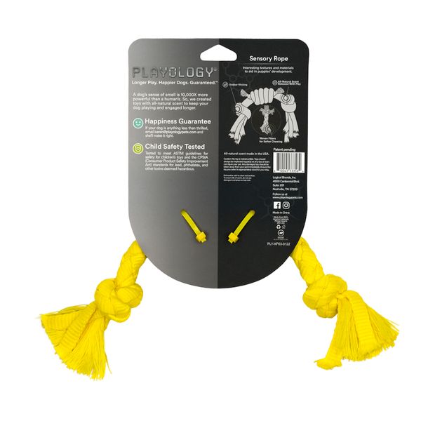 Сенсорный канат Playology PUPPY SENSORY ROPE для щенков мелких и средних пород 8-16 недель с ароматом курицы, цвет желтый
