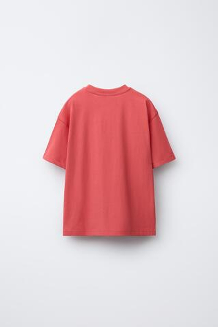 ZARA ФУТБОЛКА С ТЕКСТОМ VARSITY, КОРАЛЛОВЫЙ