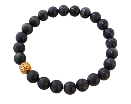 Браслет из тигрового глаза, вставка с премиальным золочением