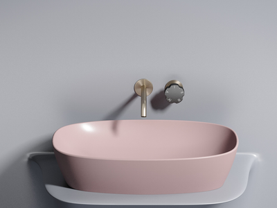 Умывальник чаша накладная овальная (цвет Розовый Матовый) Element 610x385x140мм