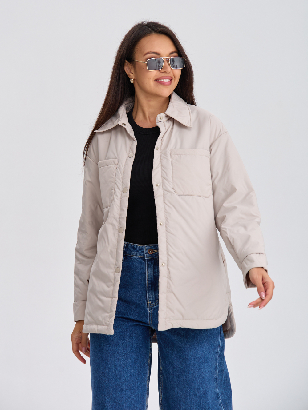 Куртка демисезонная укороченная бежевая