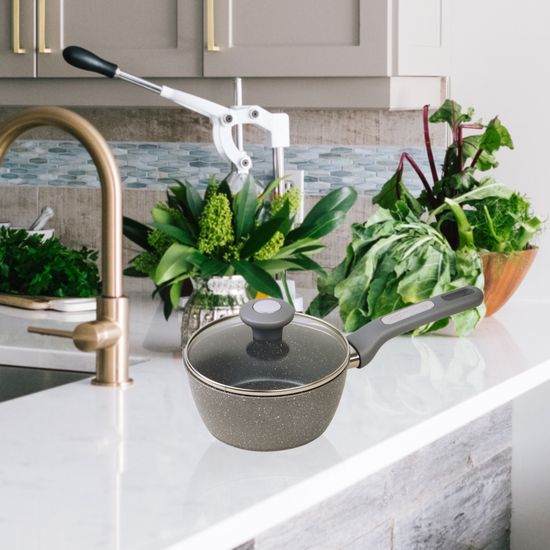 Ковш 1,2 л. из литого алюминия Kamille КМ-4282GR (16 см) с мраморным покрытием без крышки