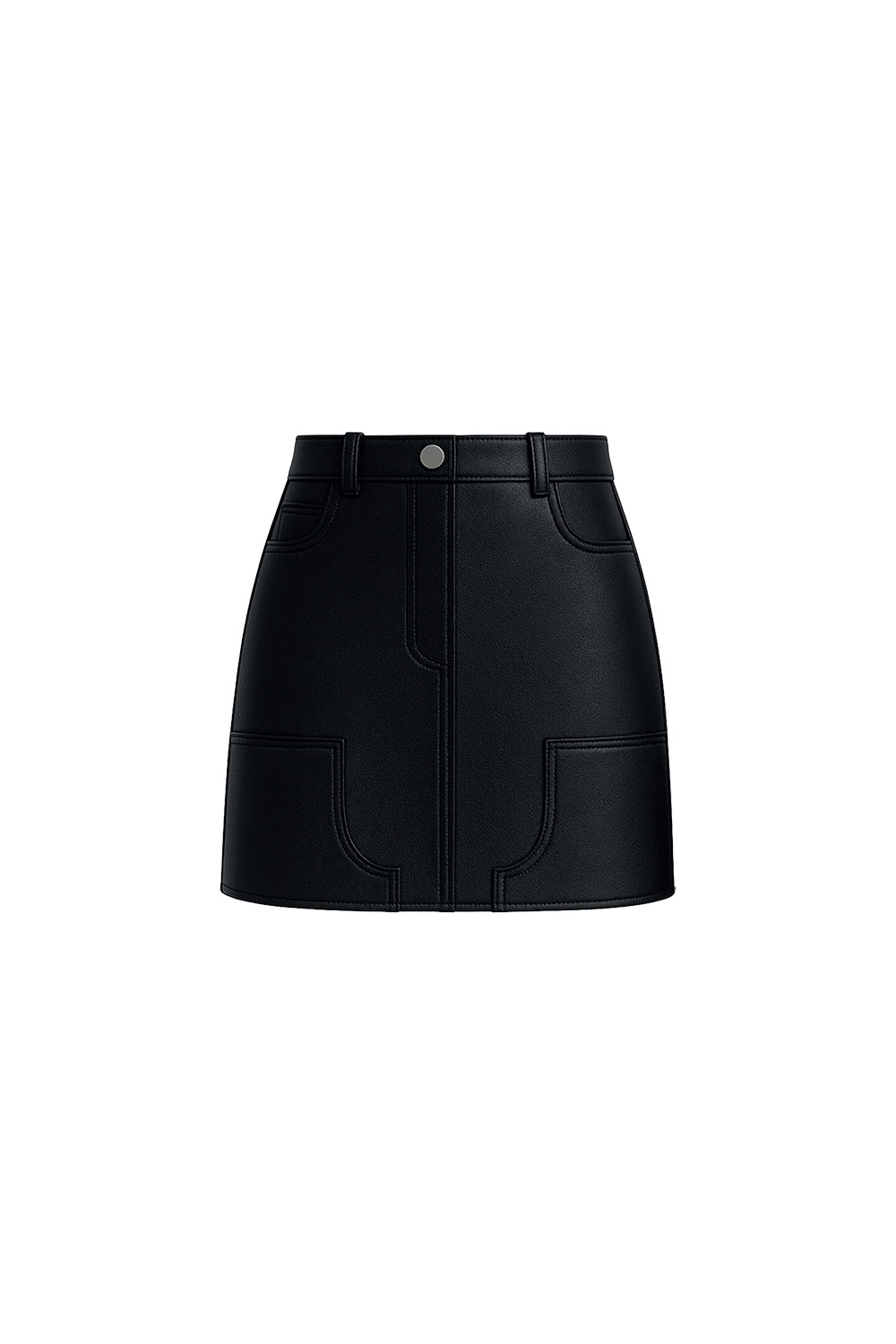 Кожаная мини юбка джинсового кроя