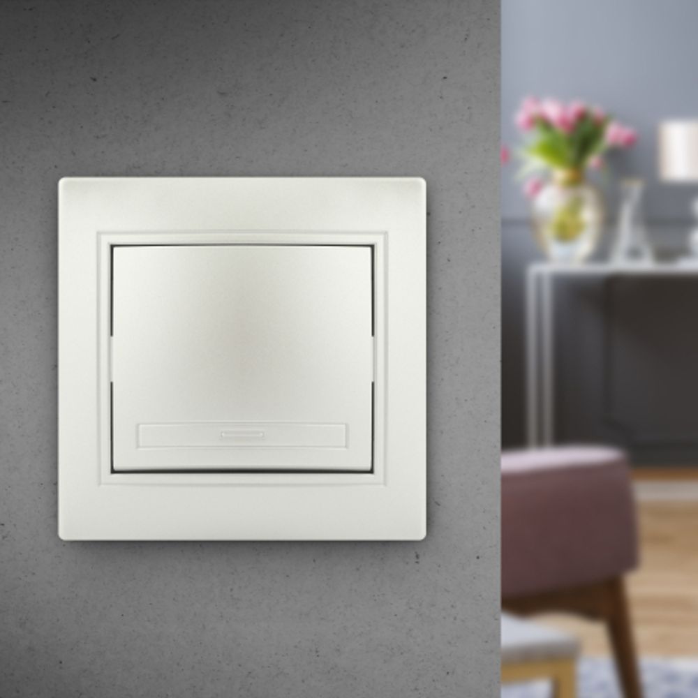 Выключатель Intro Plano 1-101-06 одноклавишный 10А-250В, IP20, СУ, перламутр