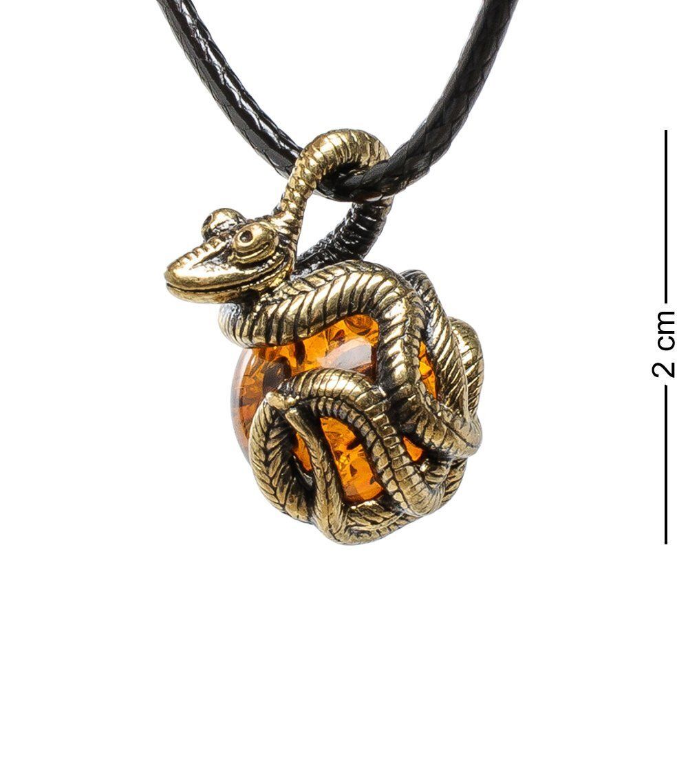 AM-1695 Подвеска «Змейка» (латунь, янтарь)