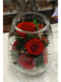 натуральные цветы в стекле, вакуум