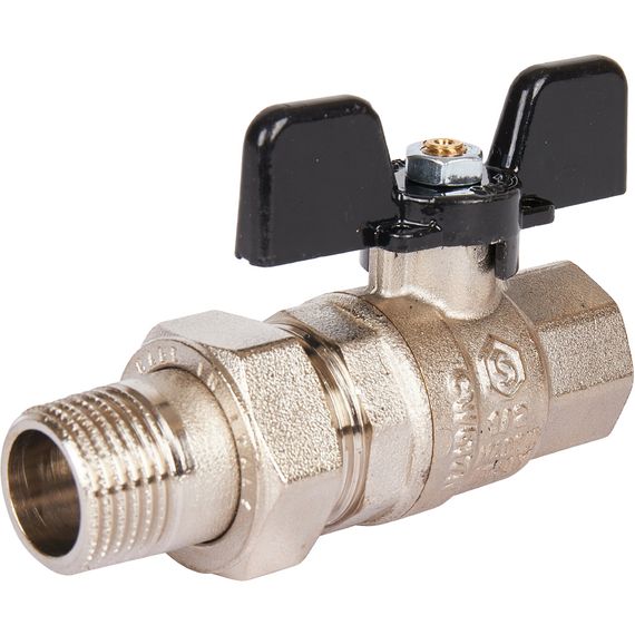 Кран шаровый со сгоном STOUT Н-В 1/2&quot; бабочка полнопроходной 26336