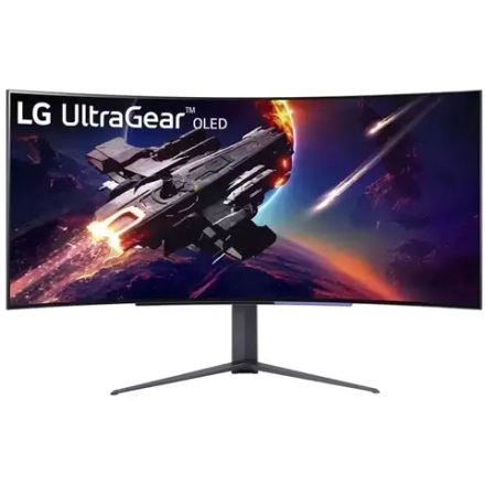 Монитор LG 44,5"; UltraGear 45GR95QE-B Curved OLED monitor, 3440x1440, 200cd/m2, 16:9, 0.3мс (GtG), HDMIx2, DP, Audio out, USB hub, 240Hz