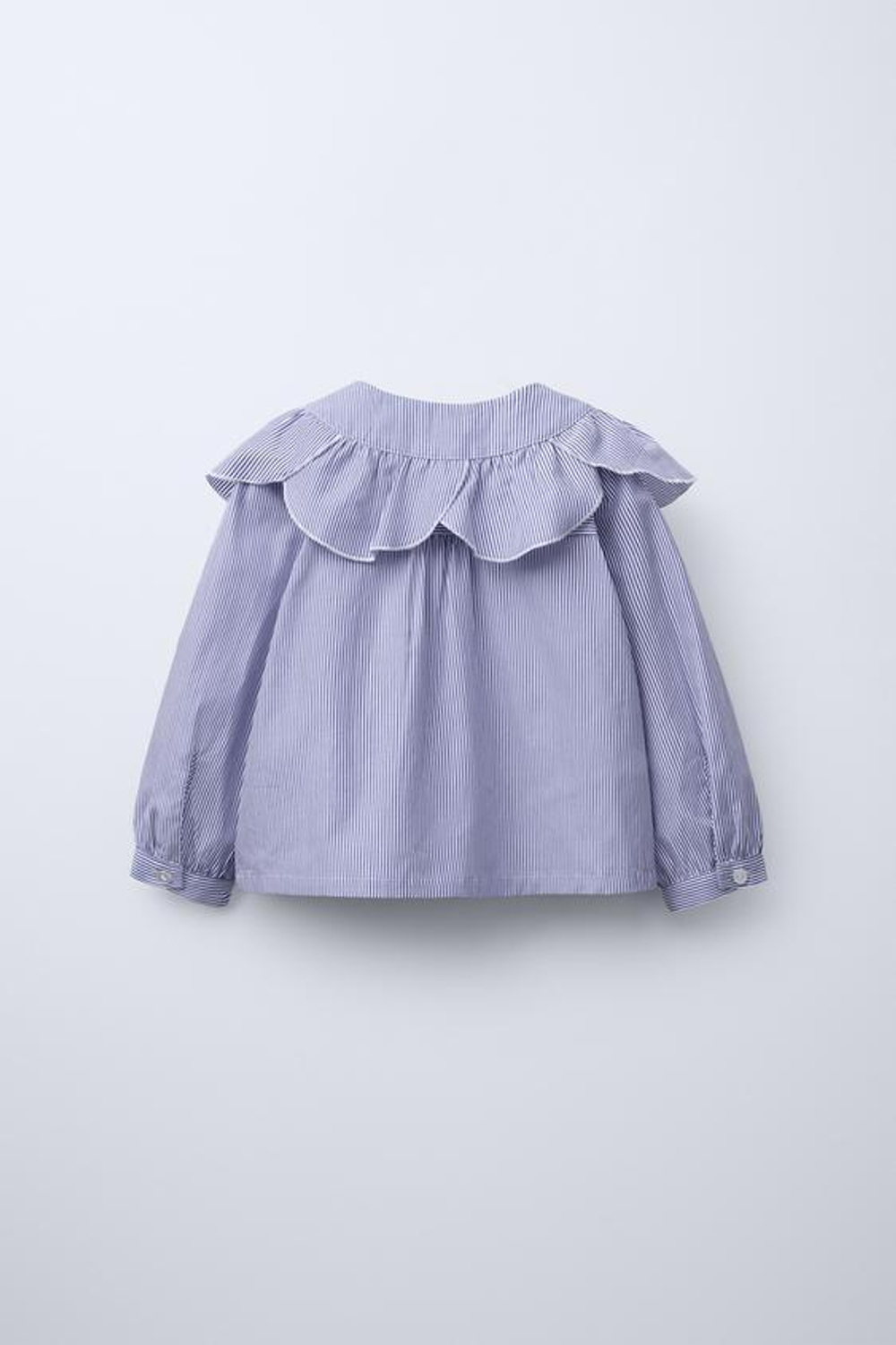 ZARA РУБАШКА В ПОЛОСКУ С ОТЛОЖНЫМ ВОРОТНИКОМ, СИНИЙ