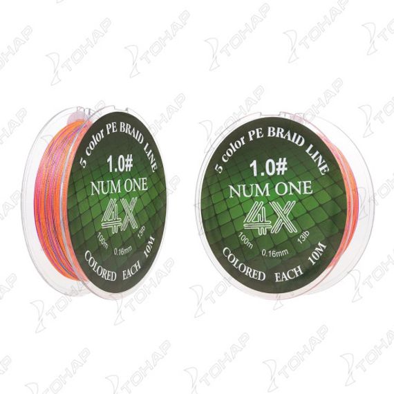 Шнур NUM ONE PE4X-100M 1.0#/0,165 mm Multi Colour Ryobi