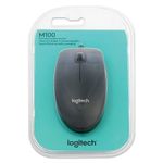 Мышь проводная LOGITECH M100, USB, 2 кнопки + 1 колесо-кнопка, оптическая, черно-серая