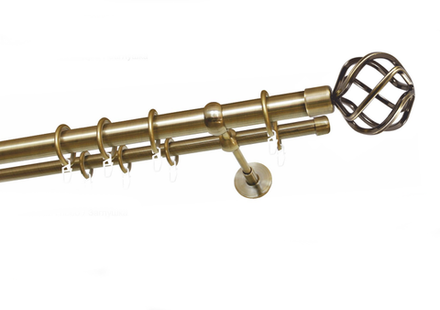 Карниз кованый "Глобо" d20/16 мм двухрядный, цвет бронза