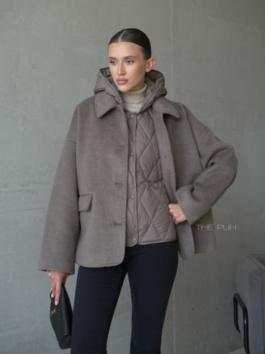 Пальто-пиджак с утепленным жилетом в цвете капучино