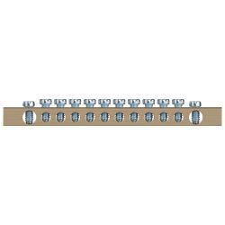 Шина ЭРА NO-122-05 PEN земля-ноль 6х9мм 12/2 латунная с креплениями по краям | Шины N, PE, PEN