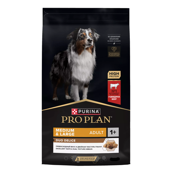 Сухой корм Pro Plan DUO DELICE для взрослых собак средних и крупных пород, с высоким содержанием говядины