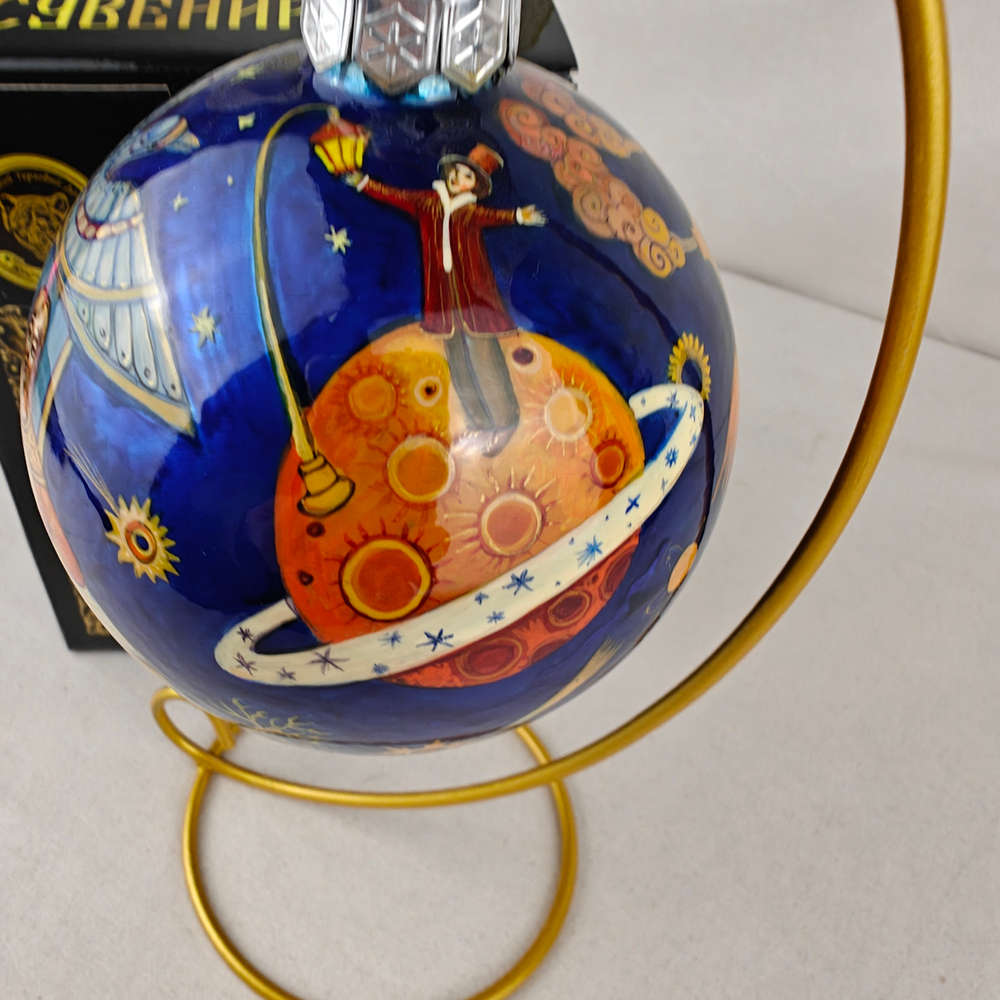 Шар новогодний (круговая роспись Палех) Маленький принц в коробке