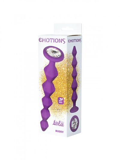 Анальная цепочка с кристаллом Emotions Buddy Purple (Цвет: фиолетовый с прозрачным)