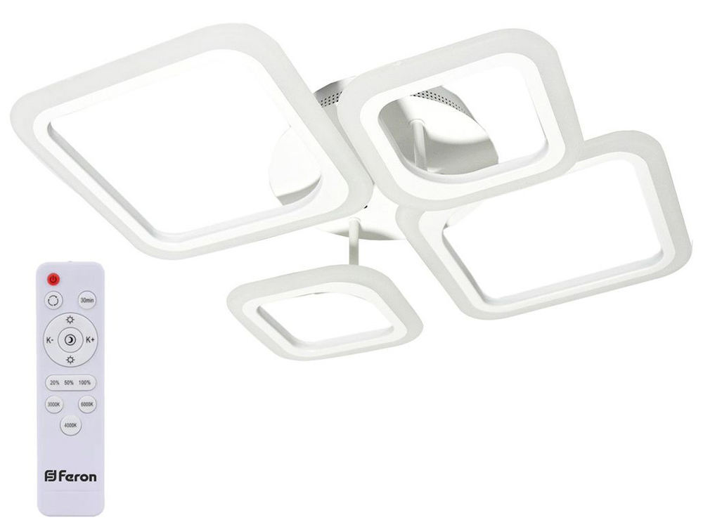 Светильник светодиодный Feron AL5940 Quadro с пультом ДУ 84Вт 3000-6500К 5200лм IP20