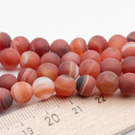 Агат тонированный матовый бусины, цвет сердолик, диаметр около 7,8-8 мм, цена за 24-25 шт (1/2 нити)
