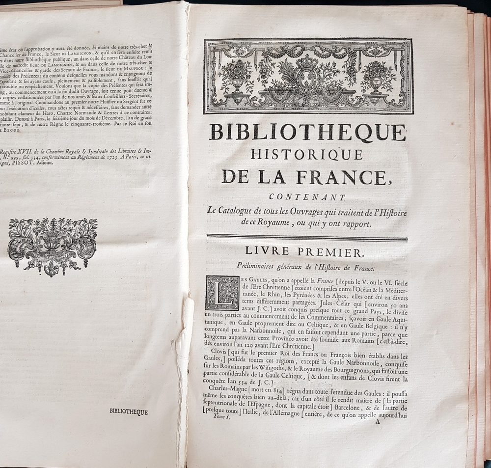 "Bibliothеque historique de la France..." Jacques le Long.  Tome 1, 3, 5.   1768 - 1778 г.г.