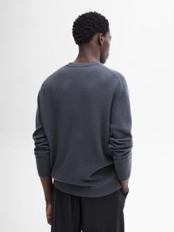 Massimo Dutti Свитер из смесовой шерсти с круглым вырезом, темно-синий