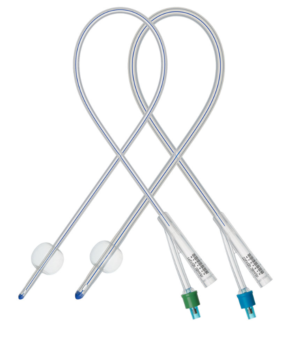 Катетер Фолея двухходовой силиконовый размеры (Fr-16 Ch)-(Fr-26 Ch), объем баллона от 5 до50 мл