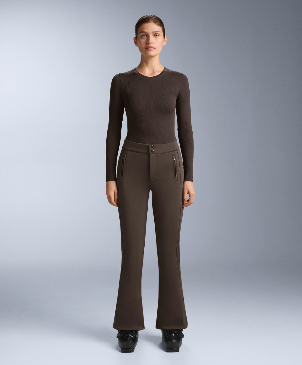 Oysho Термофутболка с жаккардовым узором seamless base layer, темно-коричневый