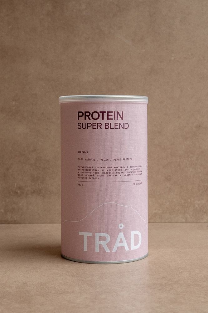 Коктейль белковый SUPER BLEND PROTEIN малина, 450 г / TRAD