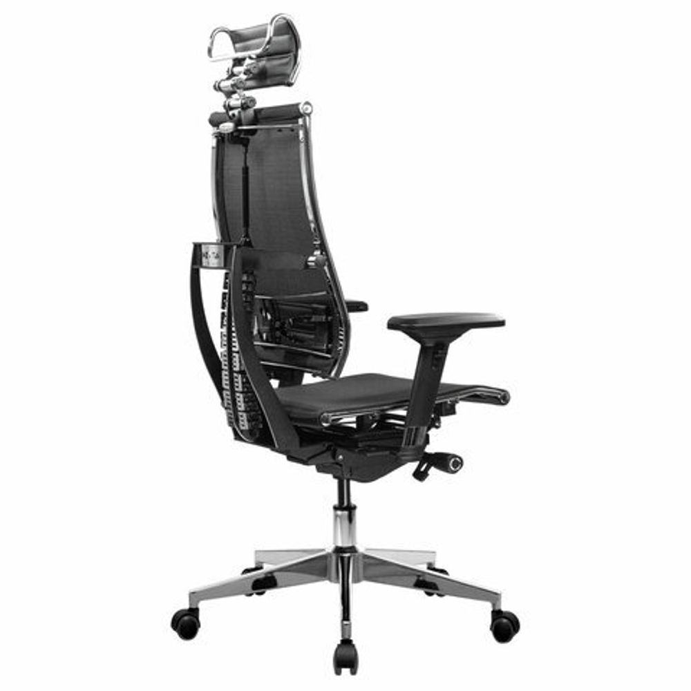 Кресло МЕТТА "YOGA" Y 4DF B2-5D, адаптивная спинка, 3D-подголовник, сверхпрочная сетка, черное