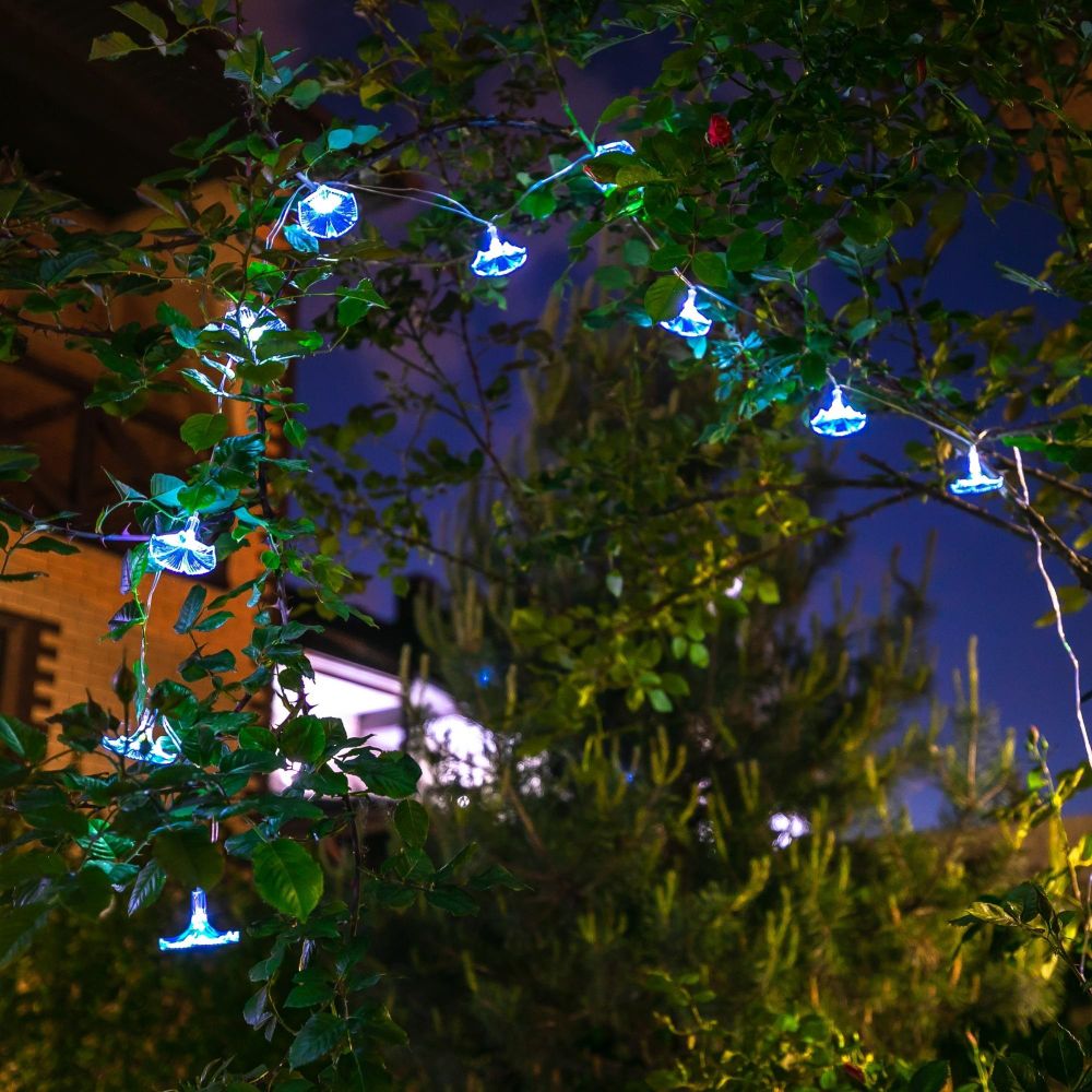 USL-S-136-PT2000 GLORYBIND Садовая гирлянда на солнечной батарее Вьюнок. 20 светодиодов. Белый свет. 1xАА Ni-Mh аккумулятор в-к. IP44. TM Uniel