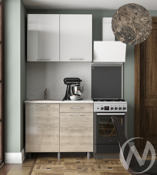 Кухня Нора 1.0м (корпус белый/белый; дуб шале светлый) 38мм королевский опал