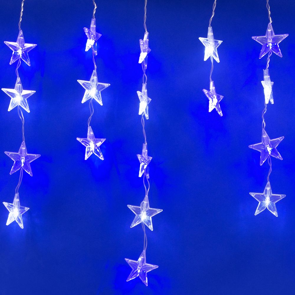 ULD-E5505-196/DTK WHITE-BLUE IP20 STARS-1 Занавес светодиодный фигурный Звёздочки-1, 5,5х 0,5м. 56 подвесов. 196 светодиодов. Белый и синий свет. Пр