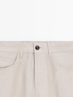 Massimo Dutti Льняные брюки-джоггеры, песочный