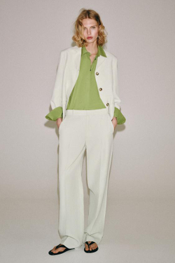 ZARA БРЮКИ ИЗ СМЕСОВОГО ЛЬНА — ZW COLLECTION, ЦВЕТ ЛЬДА
