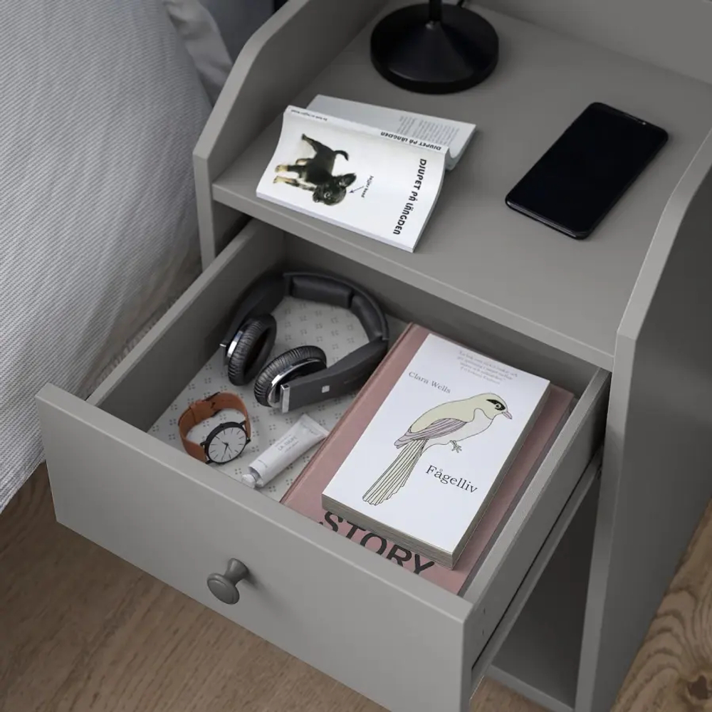 Тумба прикроватная - IKEA HAUGA, 40x36 см, серый ХАУГА ИКЕА