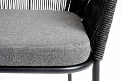 "Лион" стул плетеный из роупа, каркас алюминий темно-серый (RAL7024) муар, роуп темно-серый круглый, ткань темно-серая 027