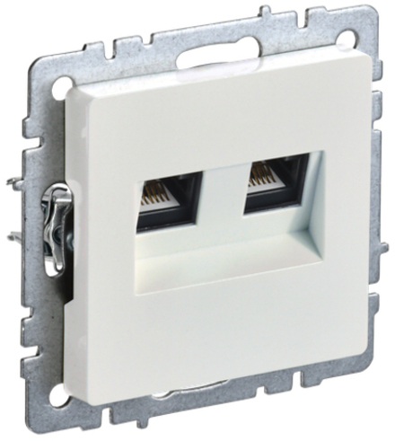 BRITE Розетка компьютерная двойная RJ45 кат.6 РК11-2-БрЖ жемчуг IEK