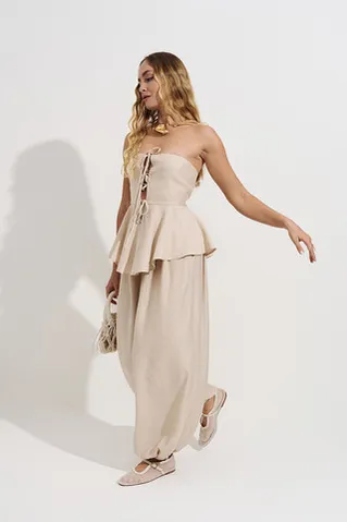 Брюки алладины из вискозы жемчужного цвета