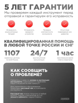 Пила сабельная аккумуляторная HORDER PRS-250 в кейсе 1 аккумулятор 24 В, 2.5 Ач, 3000 ход/мин 4 пильных полотна, подсветка, бесключевая замена пилки