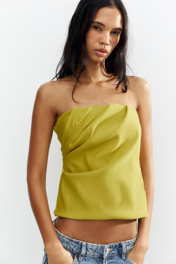 ZARA ТОП БАНДО ИЗ ЭЛАСТИЧНОЙ ТКАНИ, ГОРЧИЧНЫЙ