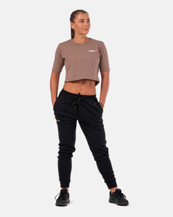 Женская укороченная футболка Minimalist Logo NEBBIA Crop T-shirt 600 Brown