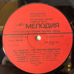 Винтажная виниловая пластинка LP Ярослав Евдокимов Все Сбудется (СССР 1989)