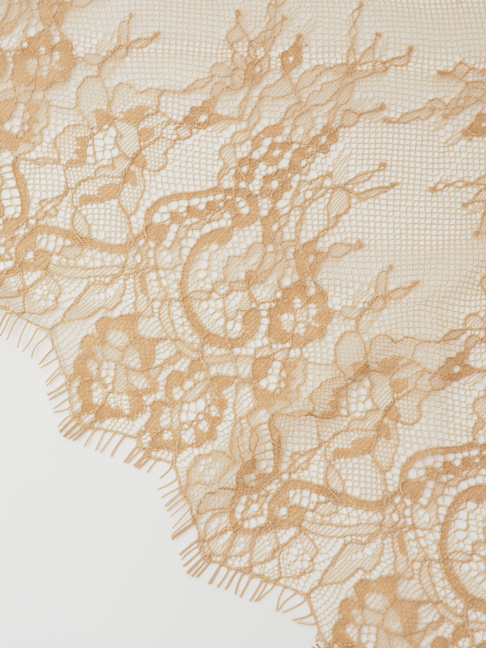 Кружево шантильи загорелое телесное неэластичное ширина 23 см длина 1.45 м