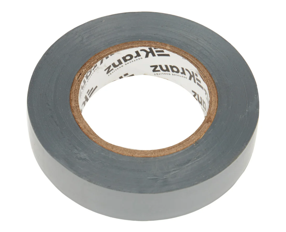 Изолента ПВХ KRANZ 0,13х15 мм, 25 м, серая KR-09-2108