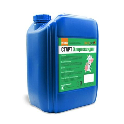 Готовое средство для обработки вымени до доения Экодой СТАРТ Хлоргексидин (1000 ppm) , 20 кг