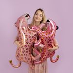 Шар (37''/94 см) Фигура, Леопард, Розовый, 1 шт. в уп.